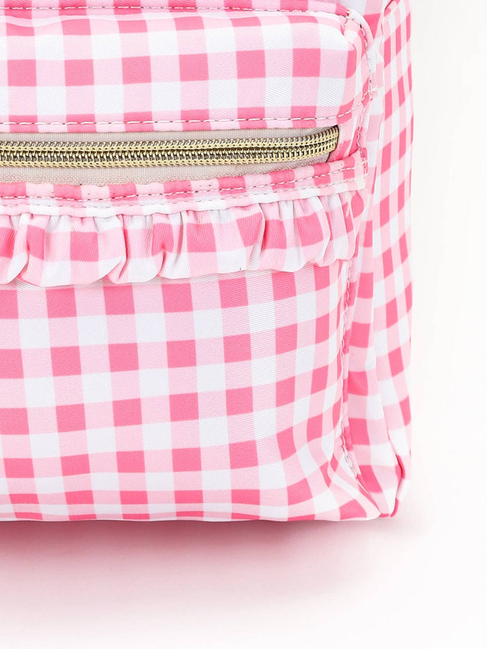 Pink Plaid Ruffle Girls Backpack