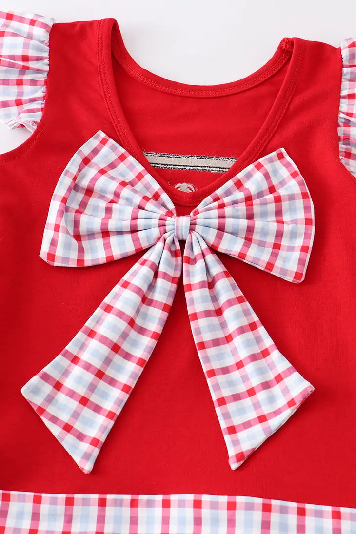 Red crab Embroidery Ruffle Girl Set
