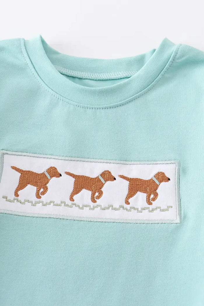 Three Dogs Embroidery Top