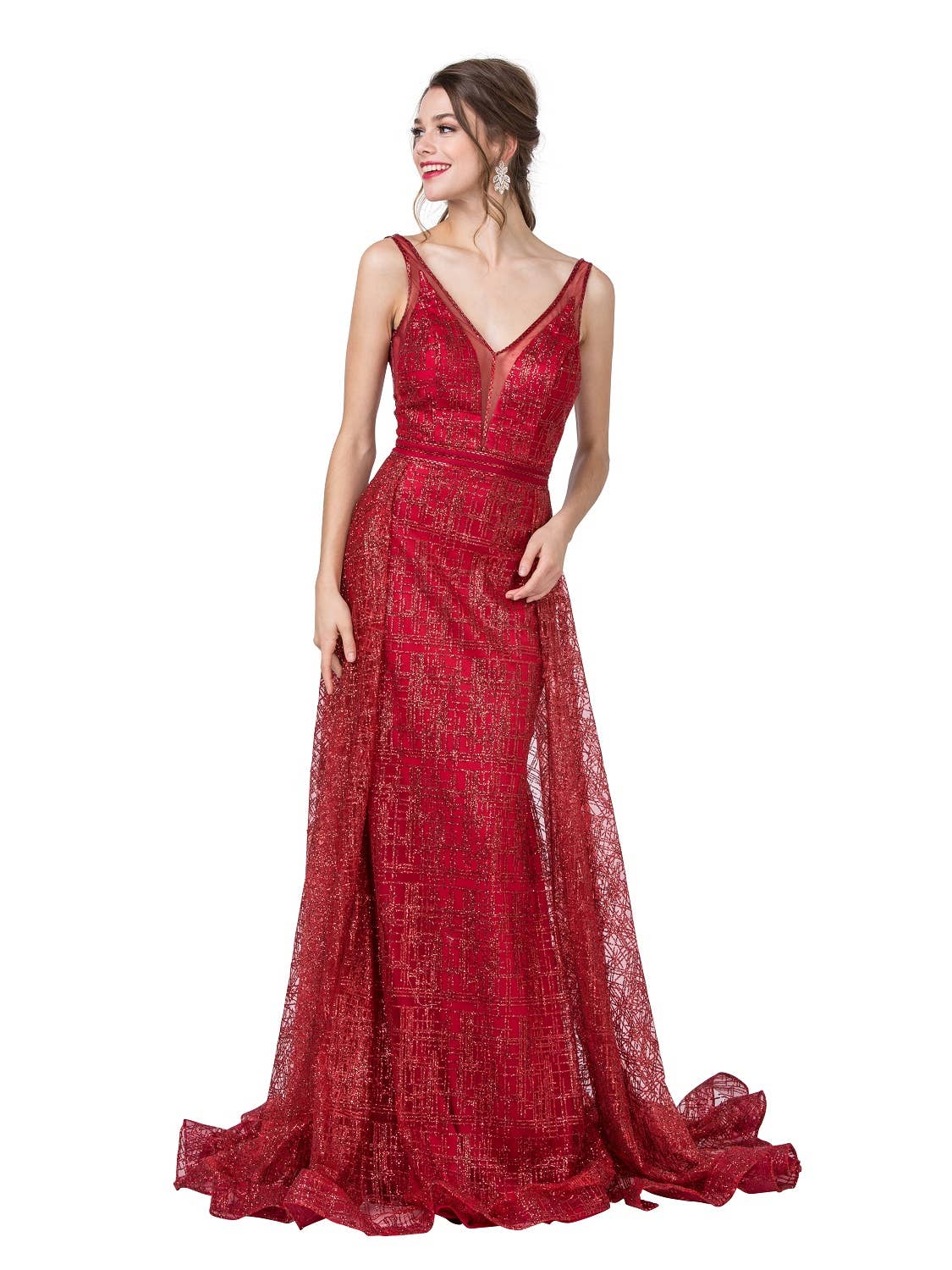 New Anny Lee Burgundy Glitter Formal Gown - Size XS