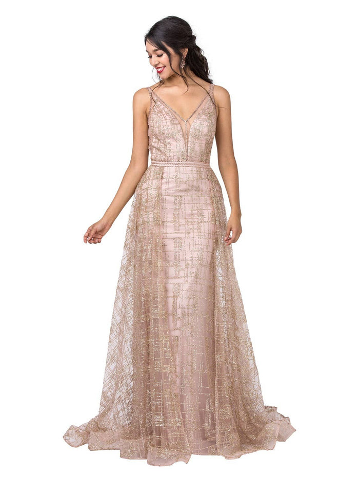 New Anny Lee Rose Gold Glitter Formal Gown - Size Small