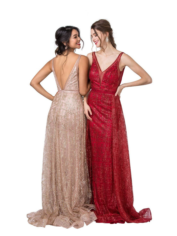 New Anny Lee Rose Gold Glitter Formal Gown - Size Small