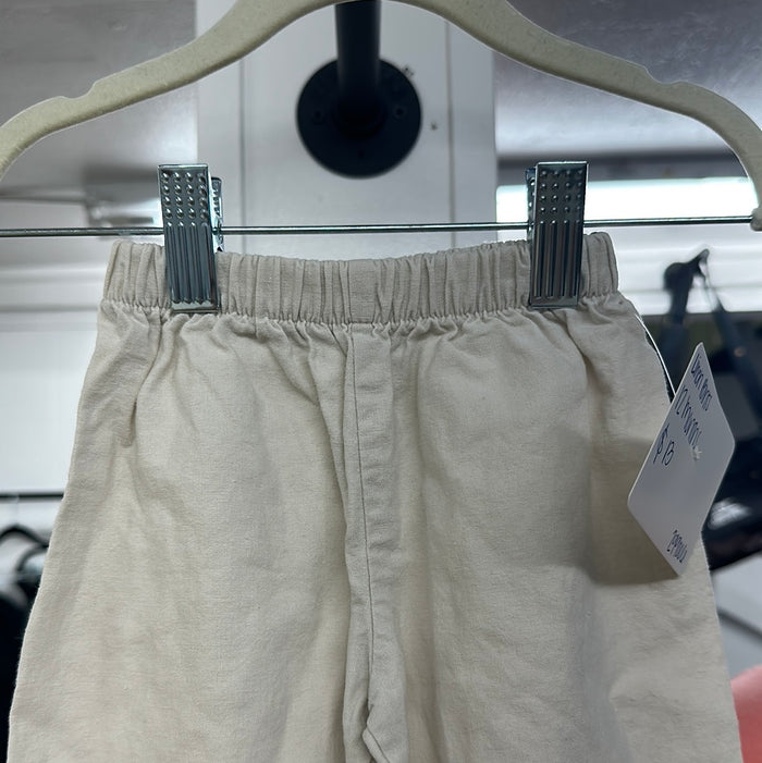 12 Month Cream Beige Linen Pants with Ruffle