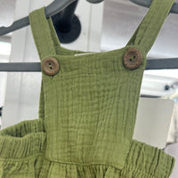 0-3 Months Olive Overall Dress