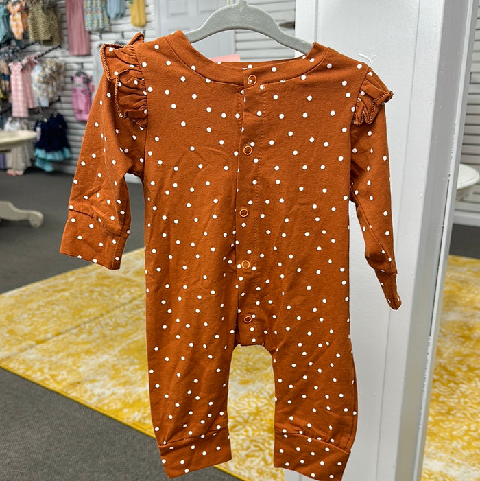 0-6 Months Enchanted Beauties Camel Polka Dot Romper