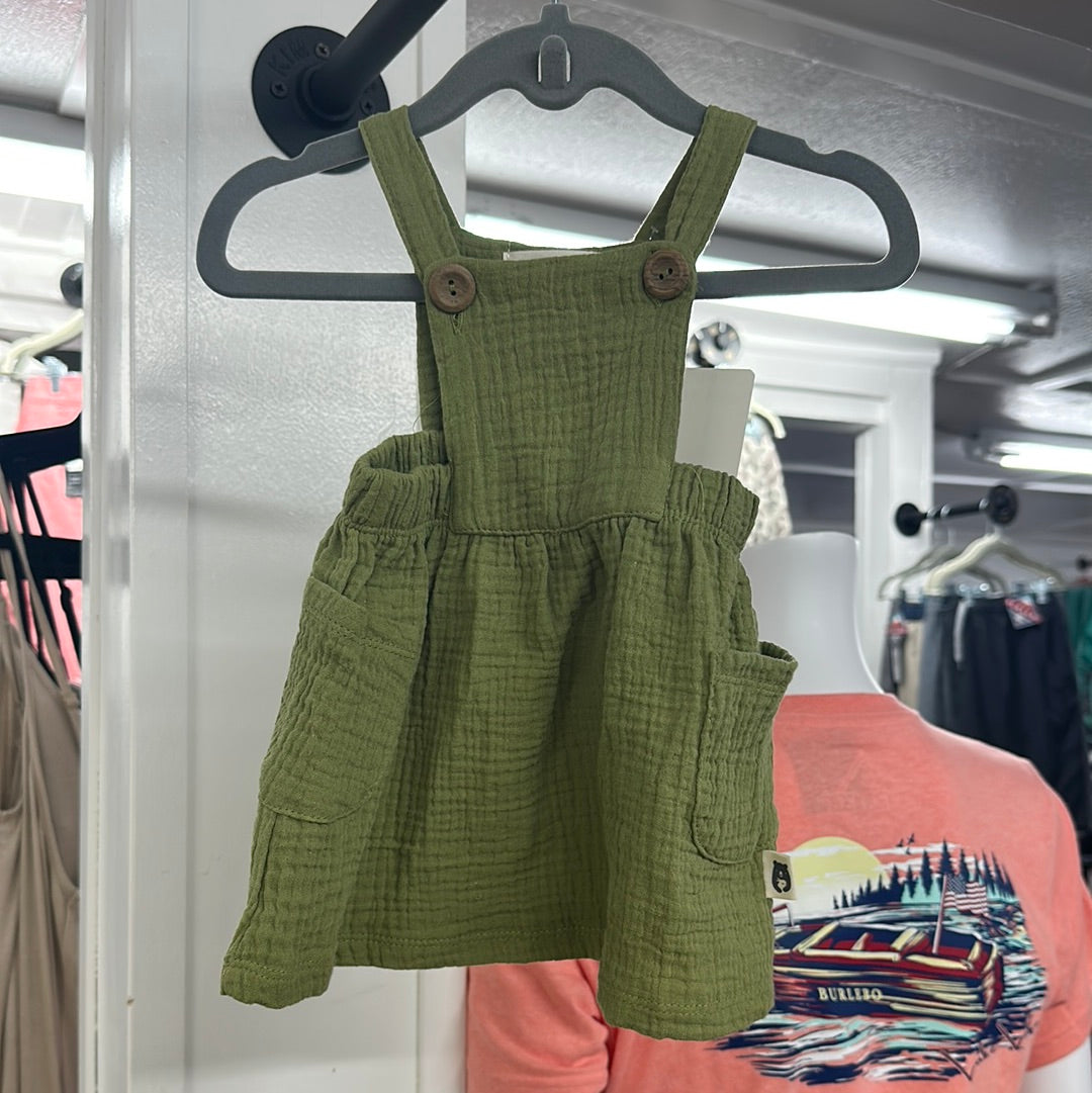 0-3 Months Olive Overall Dress