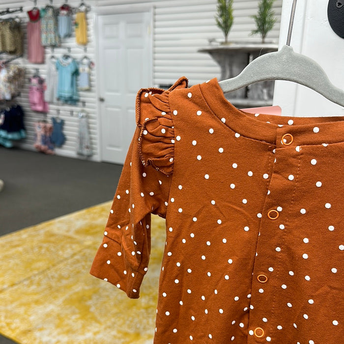 0-6 Months Enchanted Beauties Camel Polka Dot Romper