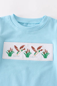 STRIPE DUCK EMBROIDERED BOY ROMPER