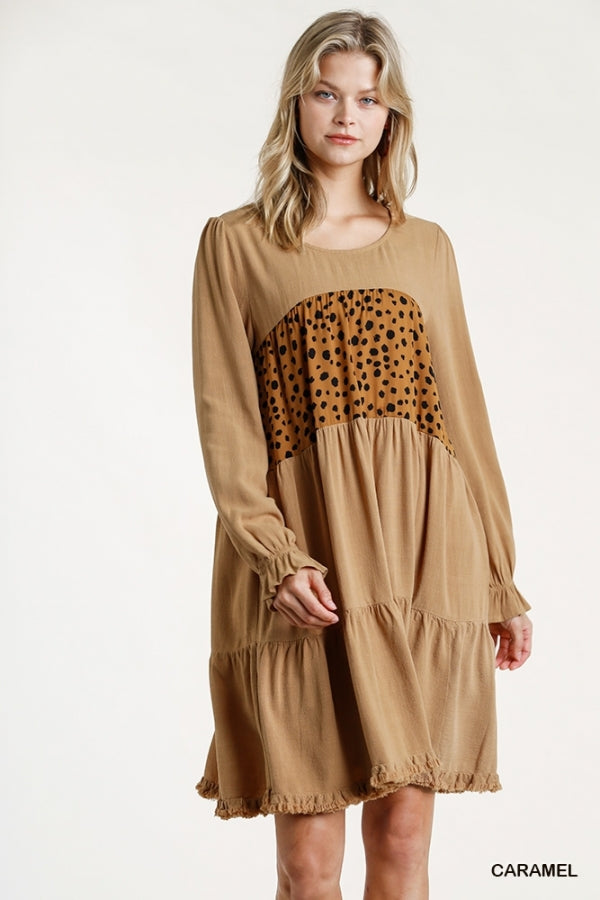 Caramel Dalmation Print Dress