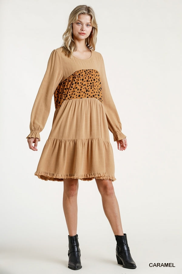 Caramel Dalmation Print Dress