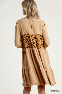 Caramel Dalmation Print Dress