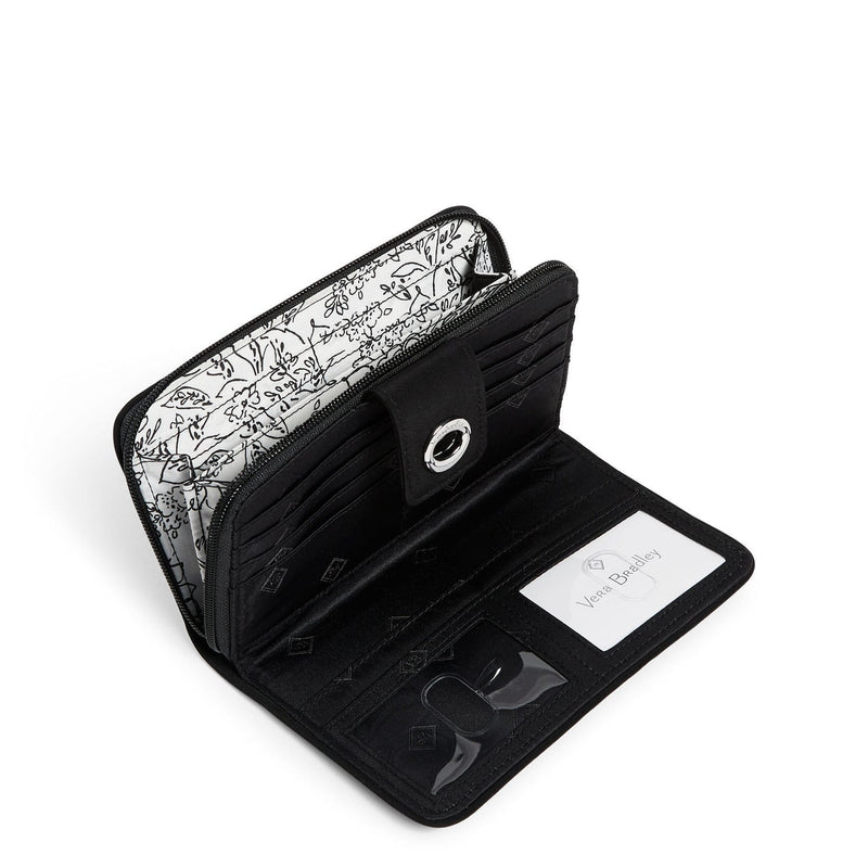 Vera Bradley RFID Turnlock Wallet Microfiber 'Classic Black'