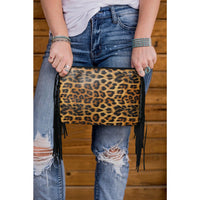 Leopard Print Fringe Crossbody Bag