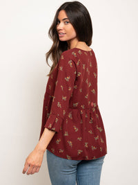 3/4 SLEEVES FLORAL TOP