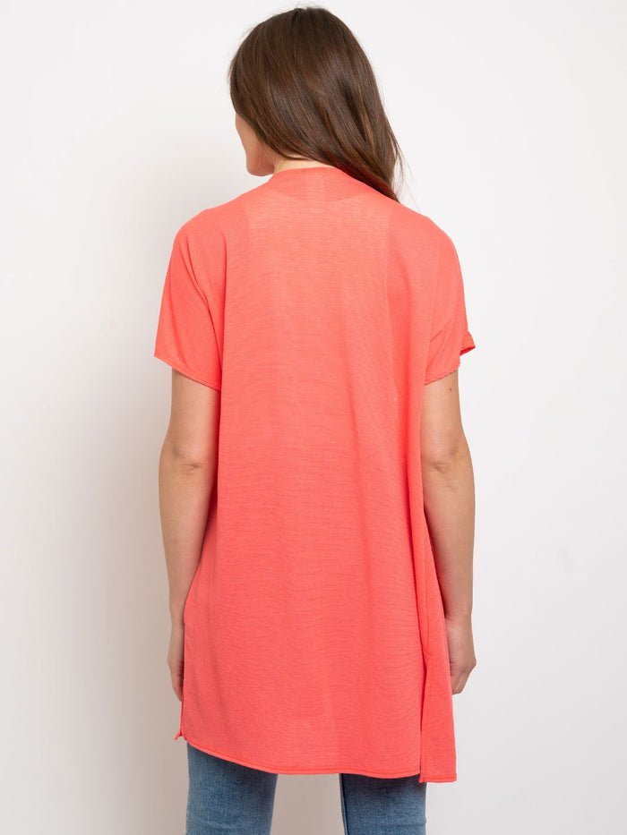 Coral Basic Short Sleeve Cardigan