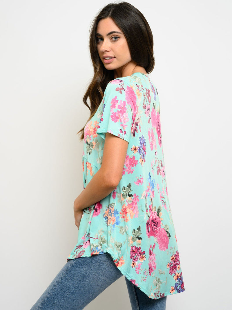 Mint Floral Tunic Top