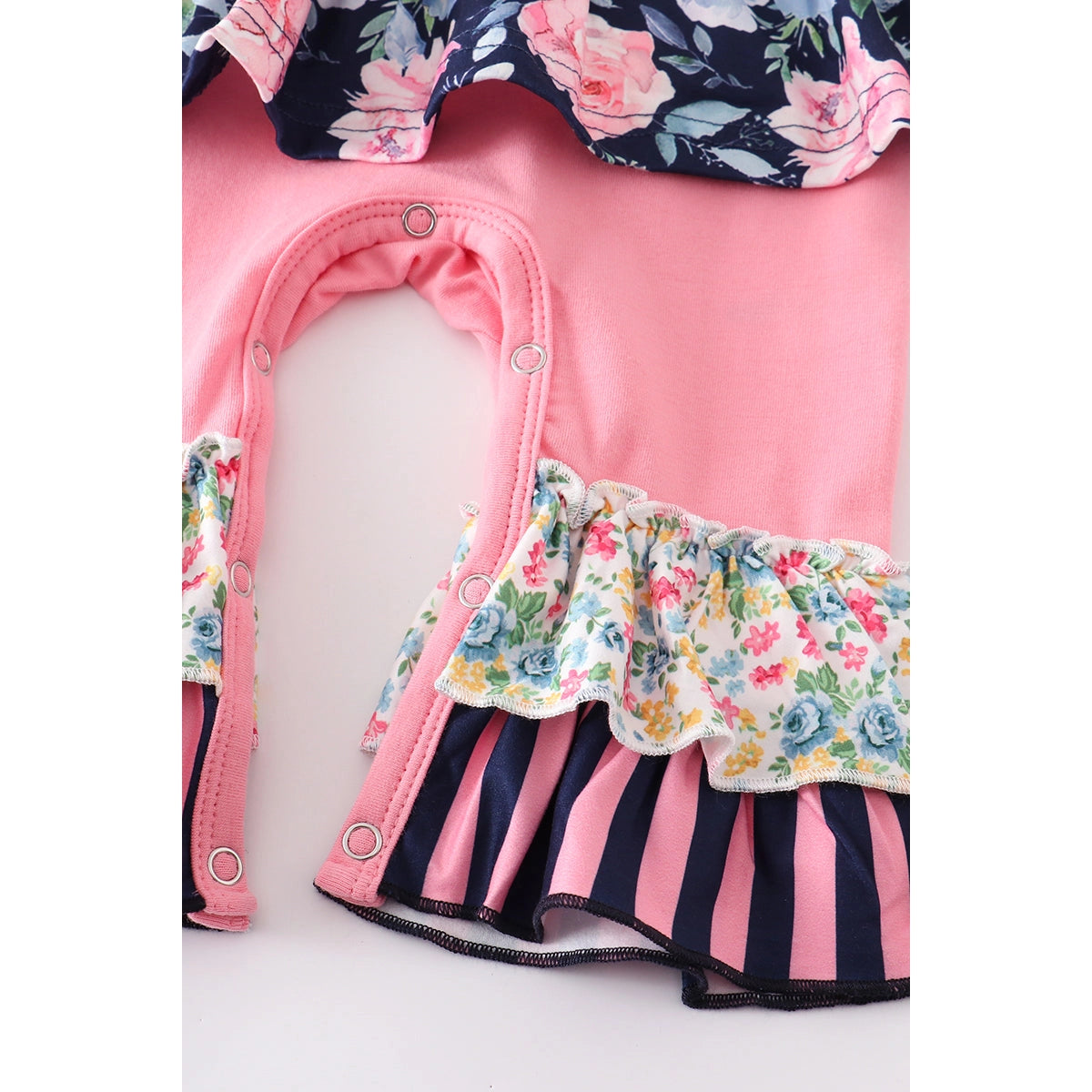 Pink Floral Ruffle Baby Romper