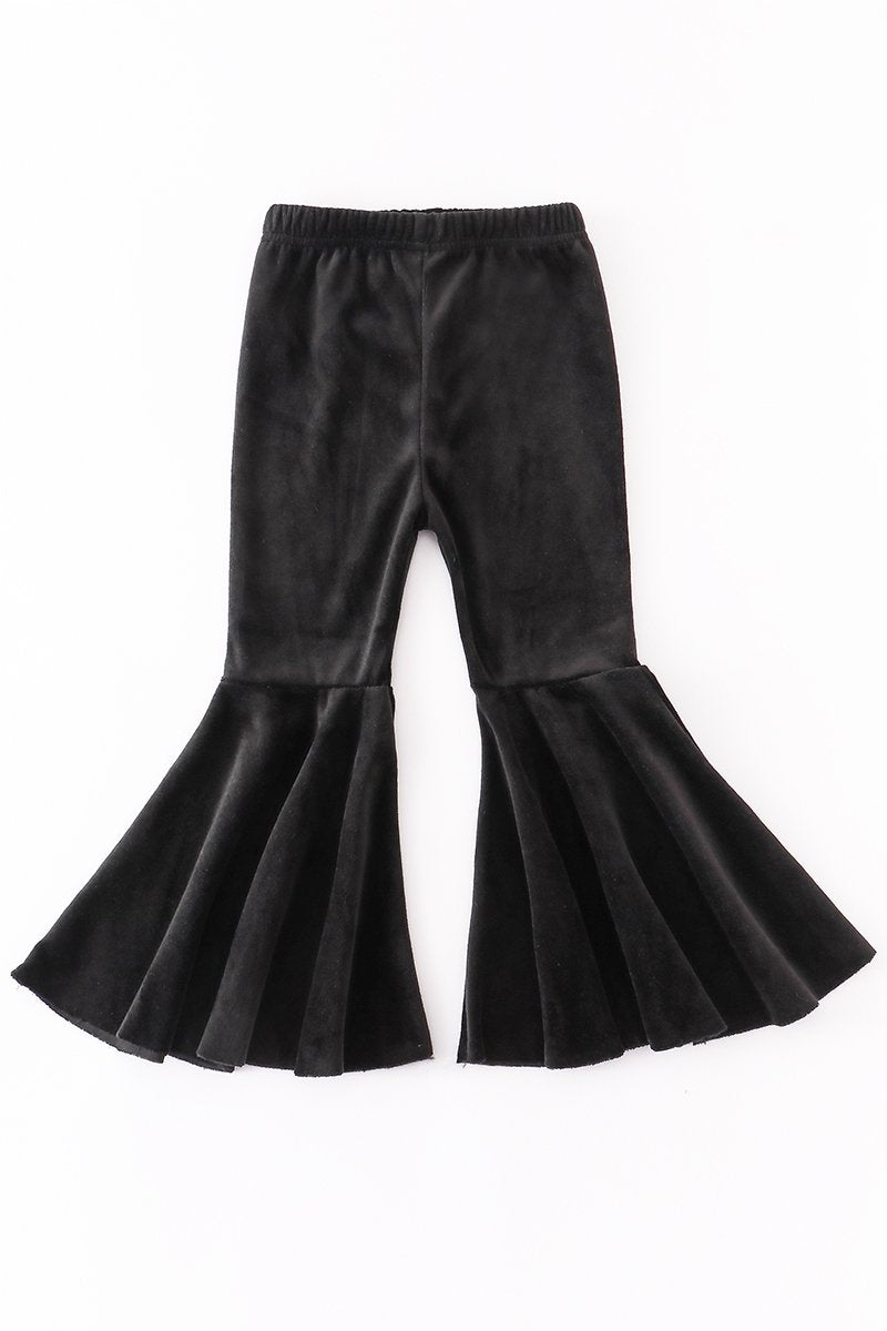 KIDS BLACK VELVET BELL PANTS