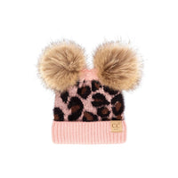 C.C Leopard Double Pom Beanie Hat for Baby