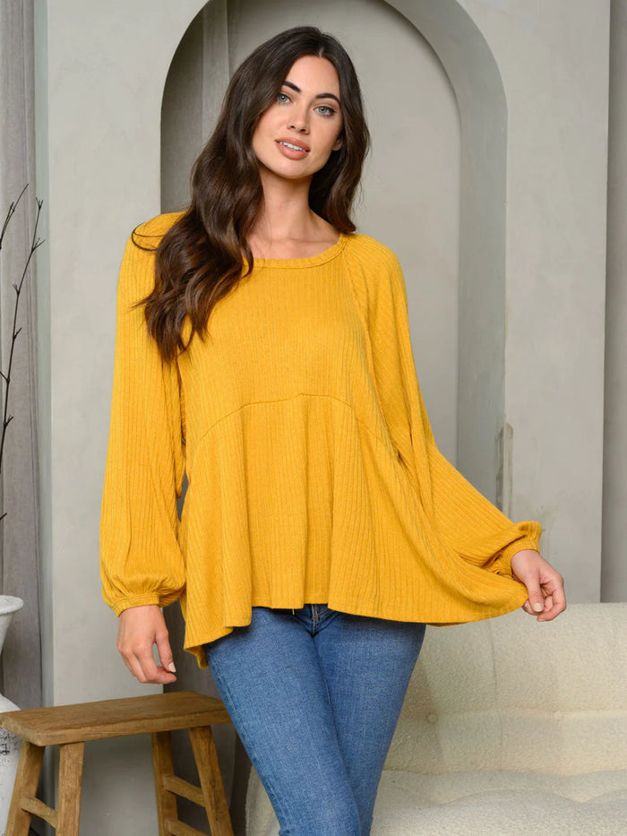 Tiered Mustard Long Sleeve Top