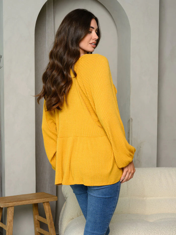 Tiered Mustard Long Sleeve Top