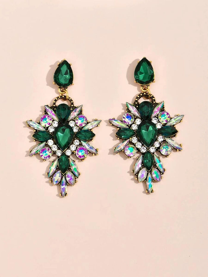 Green Dazzling Gemstone Earrings