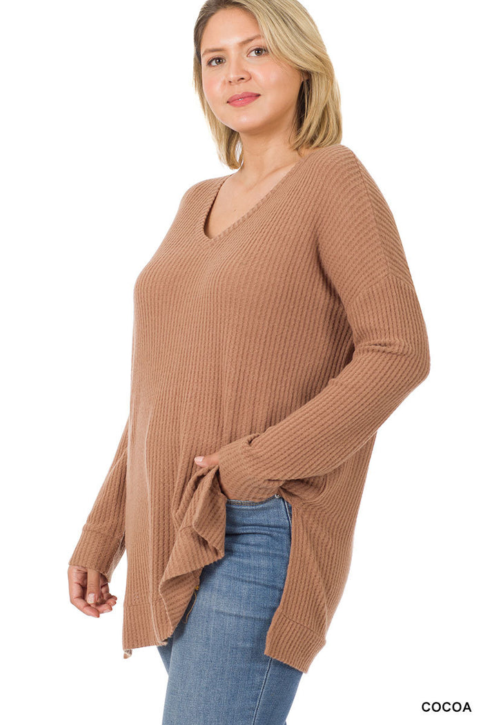 Thermal Waffle Sweater - Cocoa