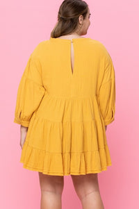 Solid Mustard Babydoll Blouse