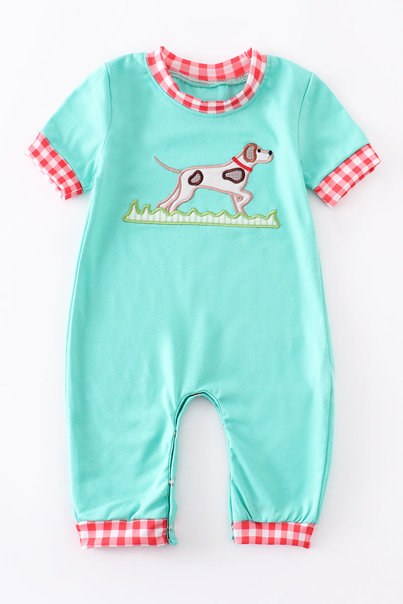 MINT DOG EMBROIDERY BOY ROMPER