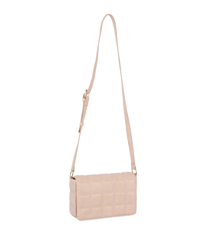 Nude Quilted Crossbody Messenger Bag