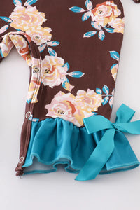 BLUE FLORAL RUFFLE BABY ROMPER