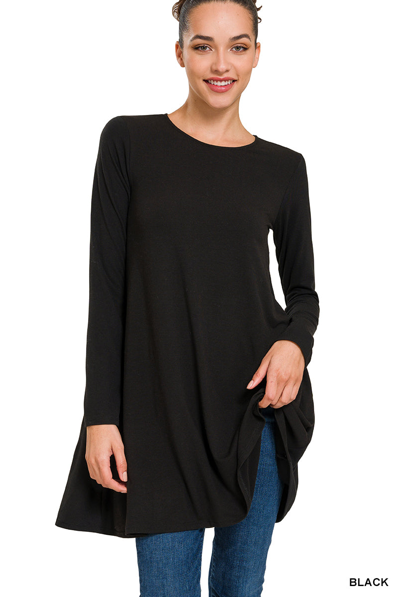 Black Long Sleeve Tunic Top