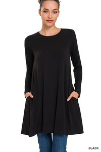 Black Long Sleeve Tunic Top