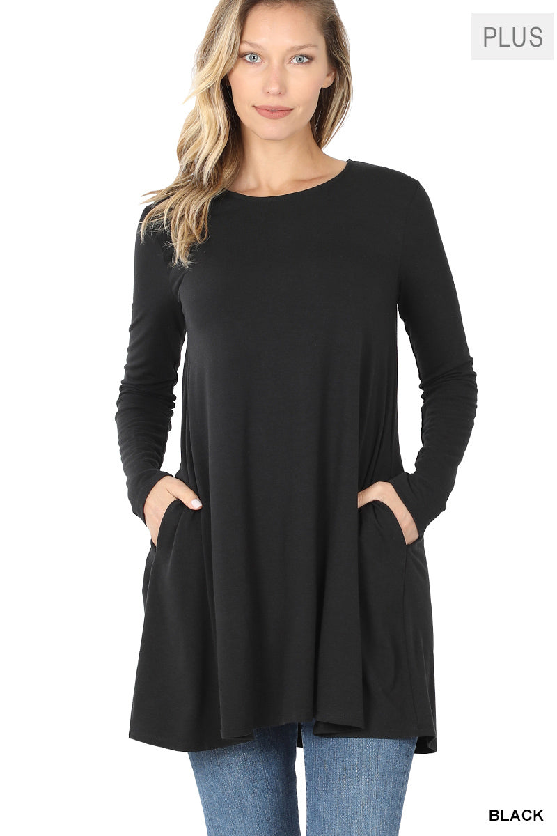 Swing Tunic with Pockets - Black