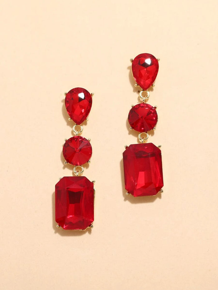 Red Gemstone Drop Earrings