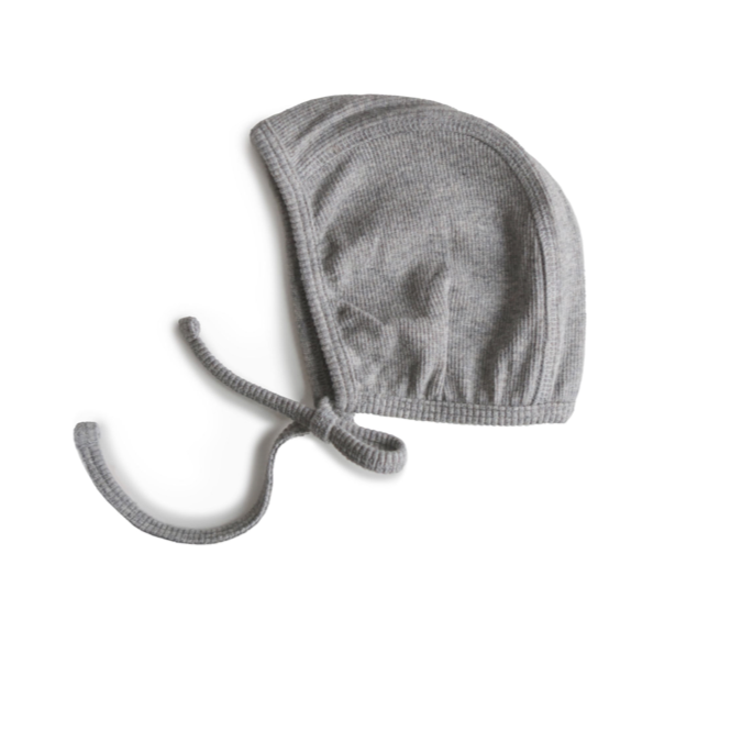 Gray Melange Ribbed Baby Bonnet