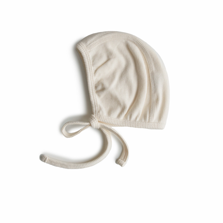 Ivory Ribbed Baby Bonnet