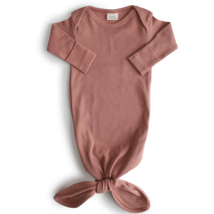 Cedar Ribbed Knotted Baby Gown