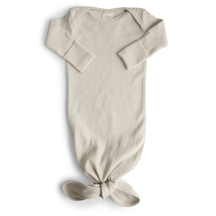 Ivory Ribbed Knotted Baby Gown