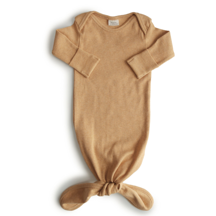 Mustard Melange Ribbed Baby Gown