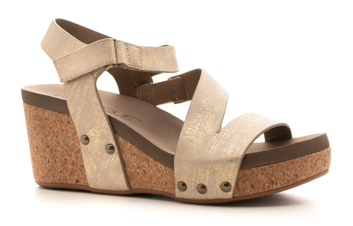 Corkys Spring Fling Wedge Heel "Gold"