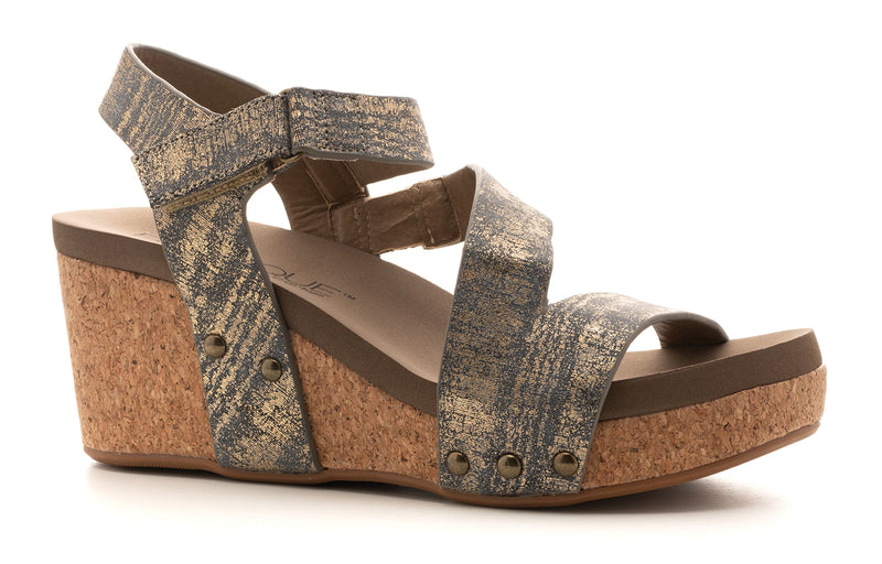 Corkys Spring Fling Wedge Heel "Gun Metal"