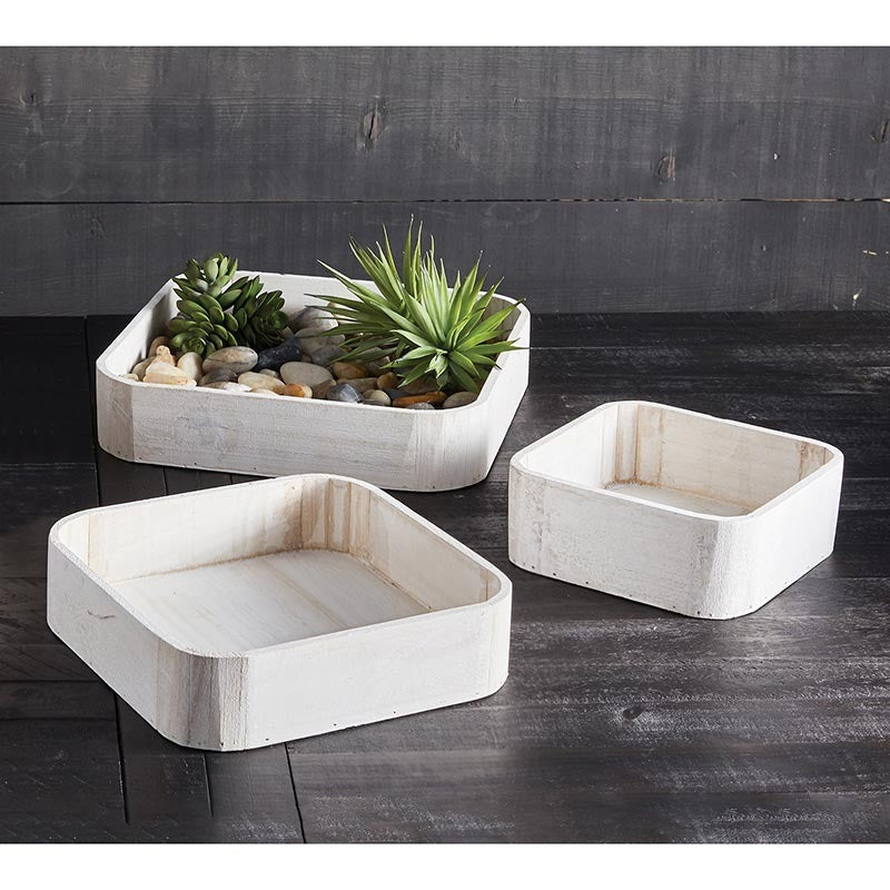 Square Wooden Tray 3pcs