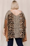 Color Block Animal Printed Tunic Top with Boat Neckline