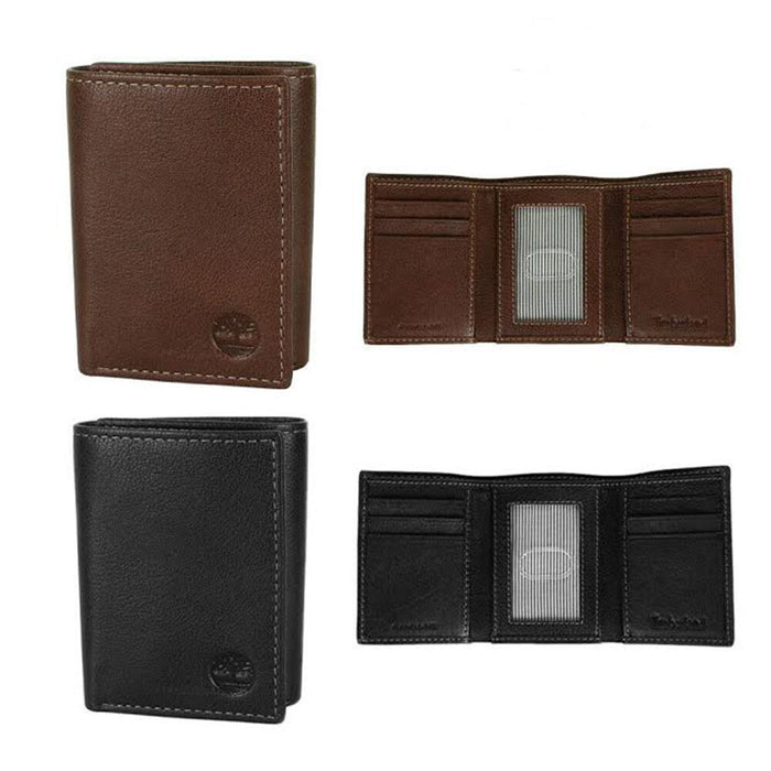 Timberland Men's Natural Leather Trifold Wallet