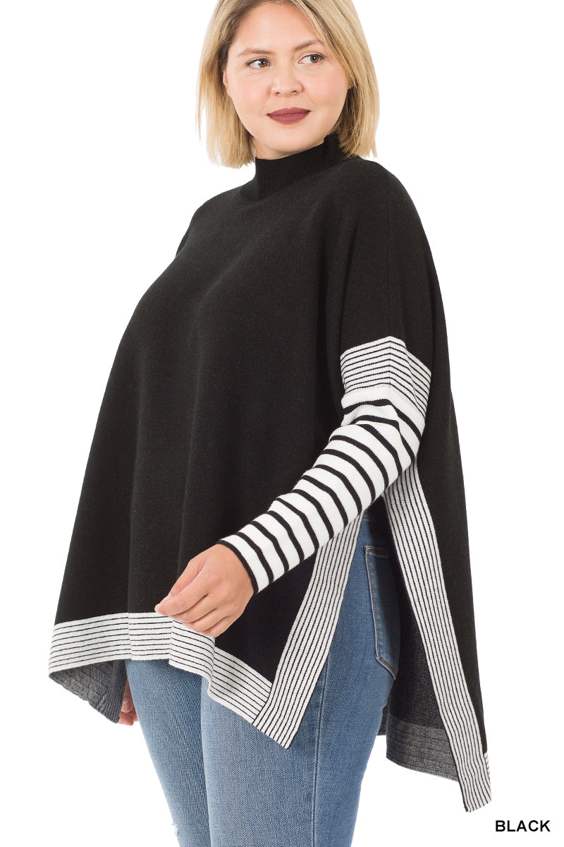 Plus Striped Sweater - Black