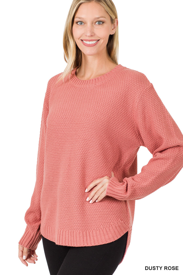 ROUND NECK SWEATER - Dusty Rose