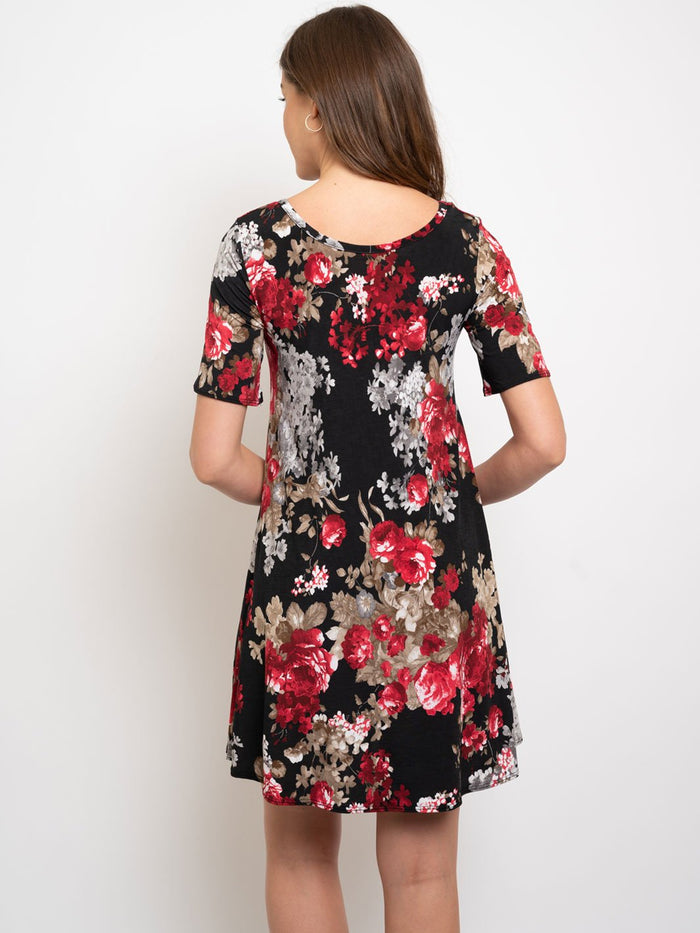 Black Floral Cross Neck Dress/Top