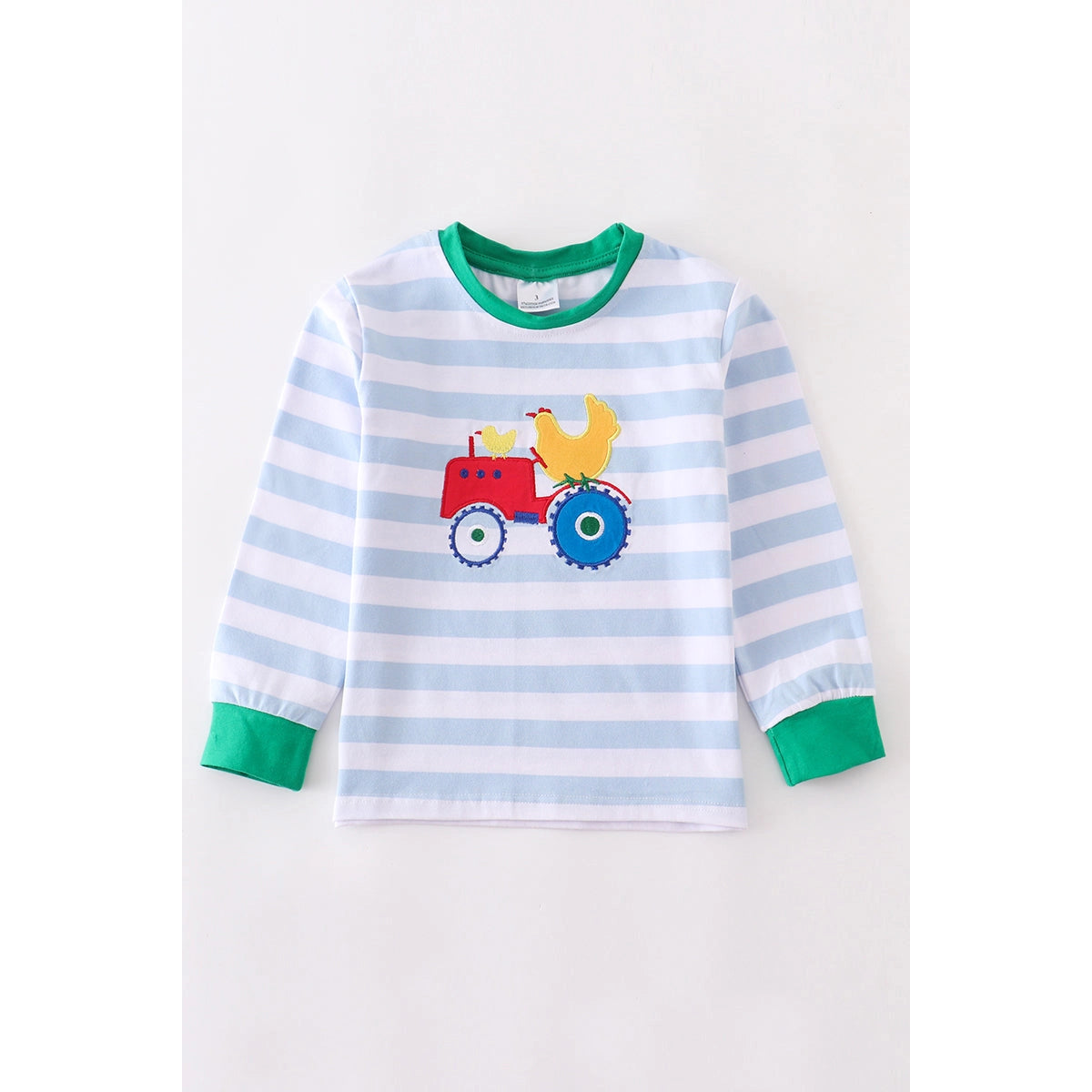 Striped Farm Tractor Applique Boy Shirt