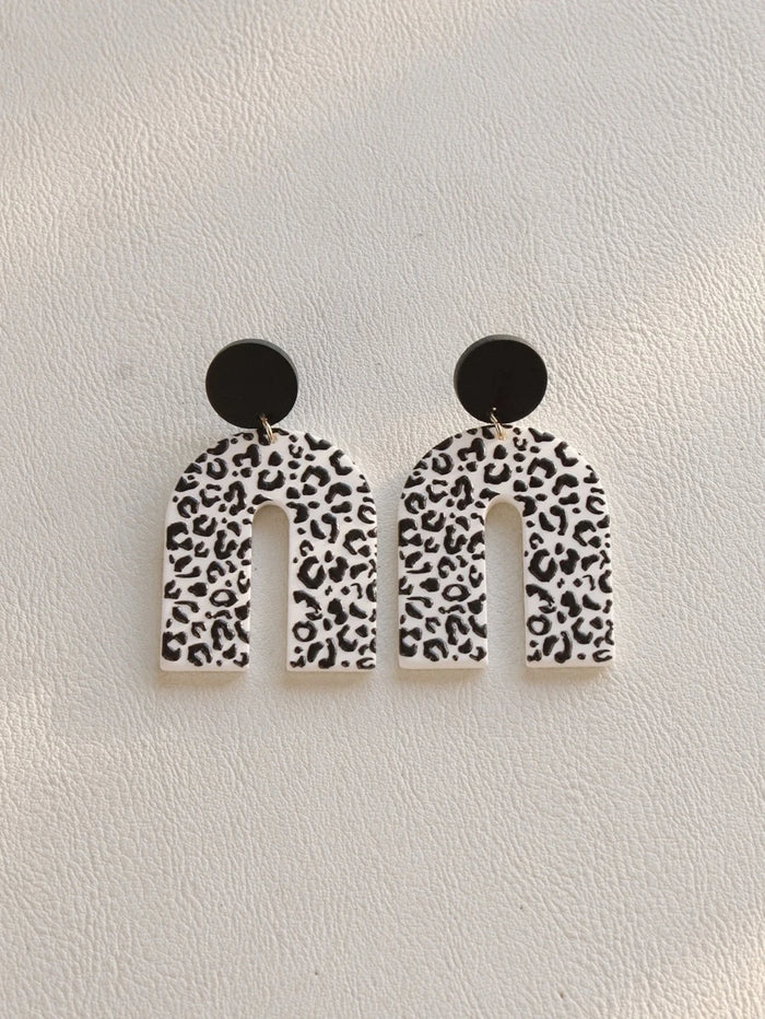 Black Leopard Print Drop Earrings